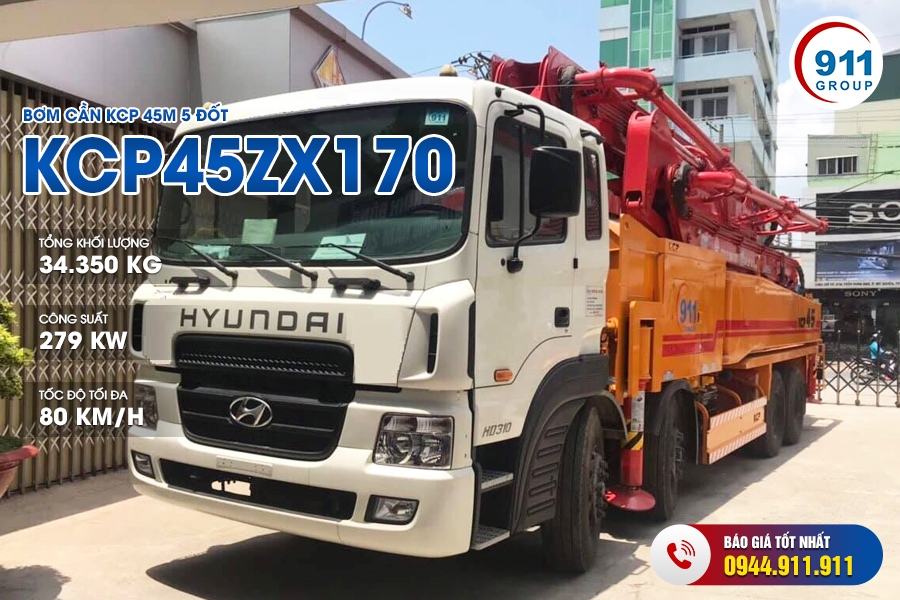 Bơm cần KCP 45M 5 đốt - KCP45ZX170 xe cơ sở Hyundai HD310