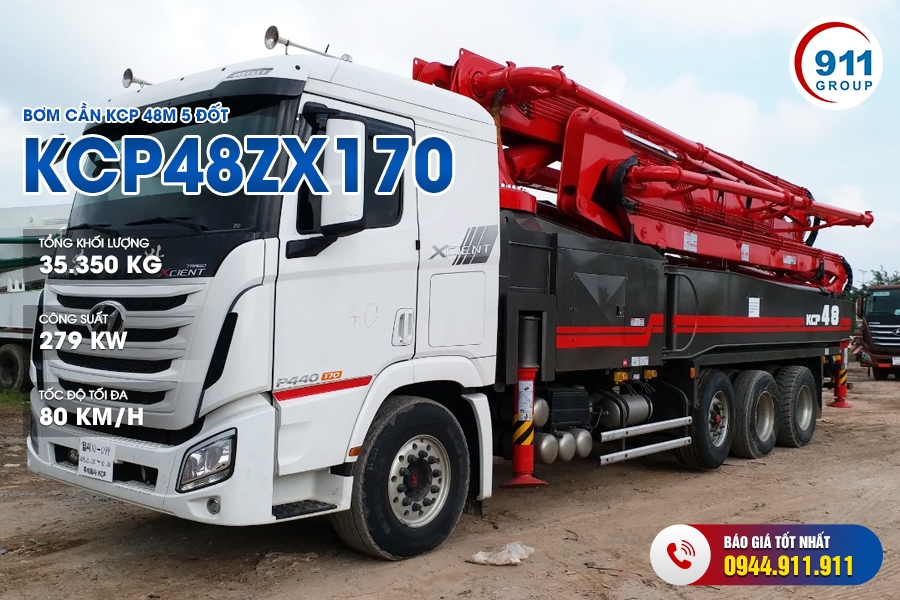 Bơm cần KCP 48M 5 đốt - KCP48ZX170 xe cơ sở Hyundai HD310