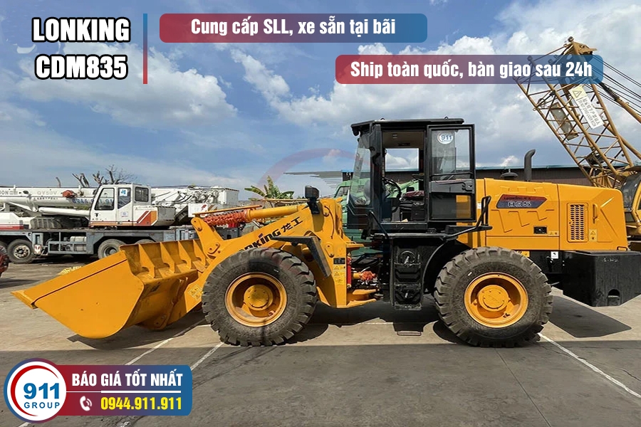 Máy xúc lật bánh lốp Lonking gầu 2.5m3 Model: CDM835