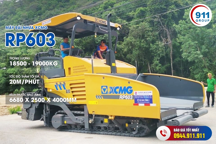 Máy rải nhựa XCMG tải trọng 18 - 19 Tấn. Model: RP603