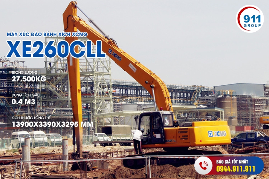 Máy xúc đào bánh xích XCMG gầu 0.4 m3 Model: XE260CLL
