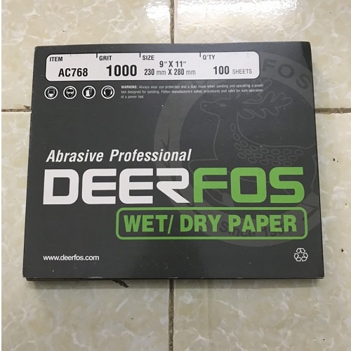 giấy nhám Deerfos AC768, độ nhám P1000, kích thước 9''x11'', vừa về nhiều hàng