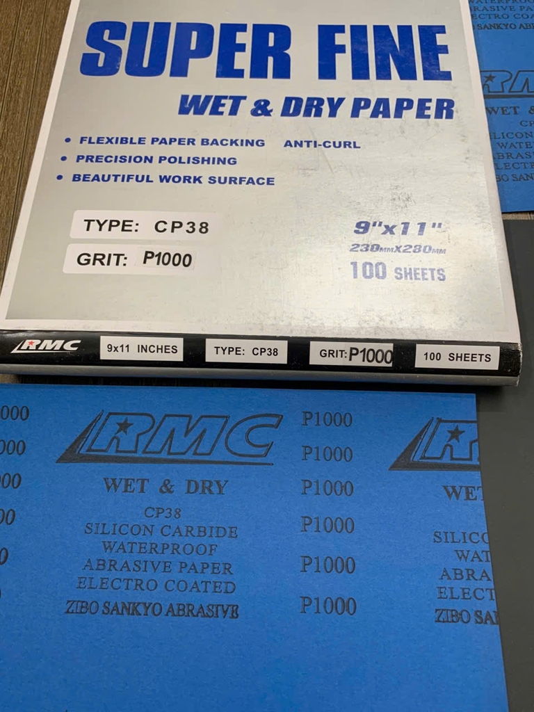 Giấy nhám ướt, chịu nước P1000 RMC CP38, kích thước 230mmx280mm (A4)