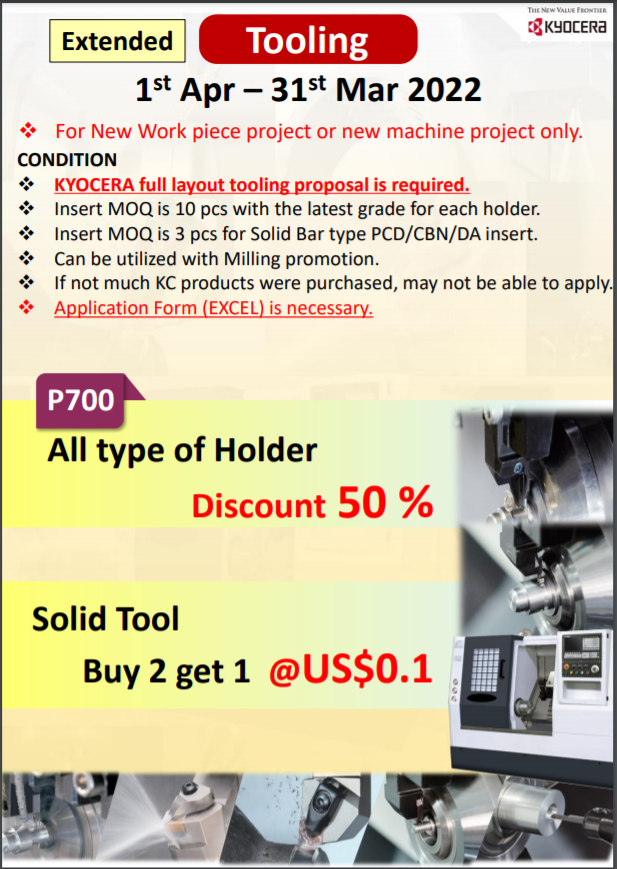 Khuyến mãi siêu hấp dẫn từ KYOCERA cutting tools Công Ty TNHH Công Nghệ