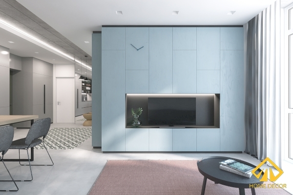 Bản thiết kế nội thất chung cư với gam màu trung tính sáng hiện đại