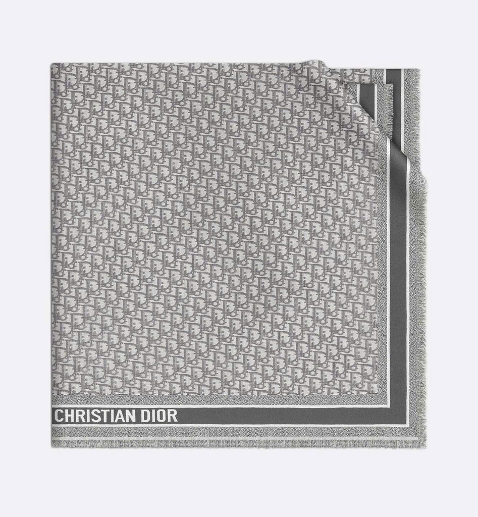 Khăn DIOR hoạ tiết monogram 42% wool 42% silk 16 cotton