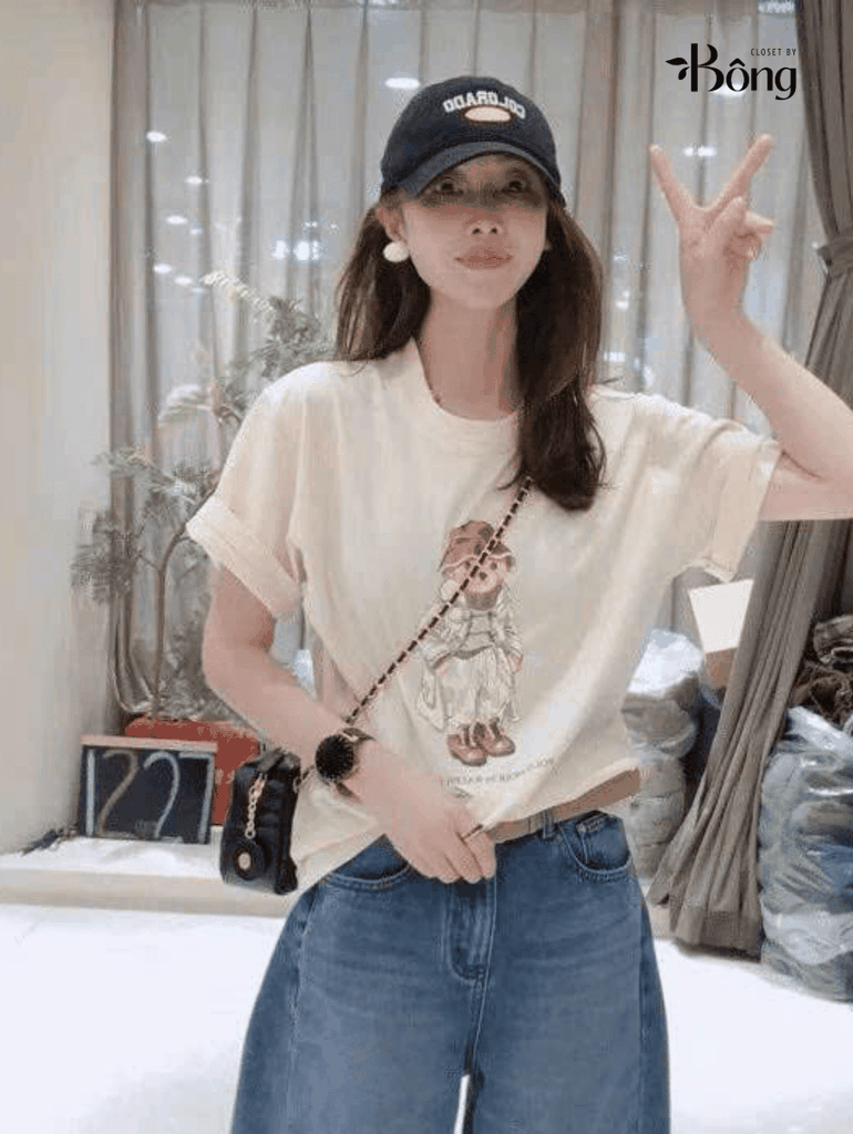 Tshirt Polo gấu màu beirge