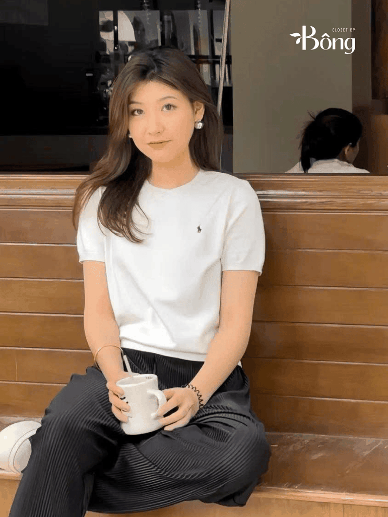 Áo len trơn Polo RL cổ tròn cộc tay 4 màu