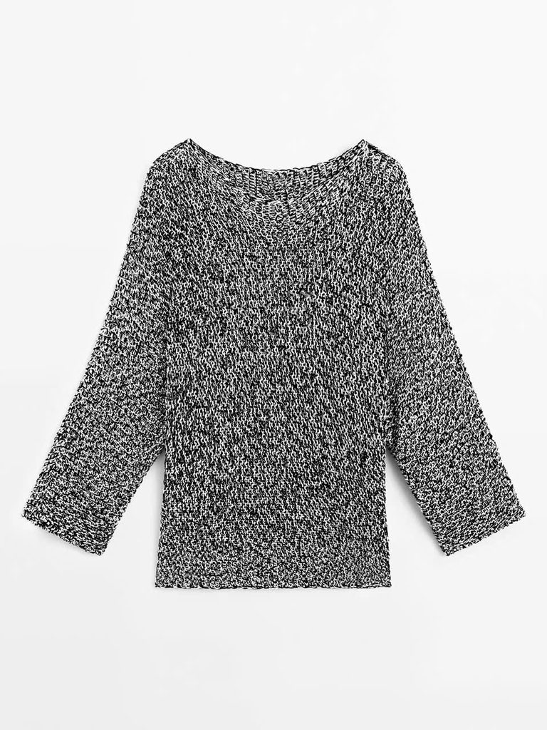 Áo len dệt kim melange 100% cotton.