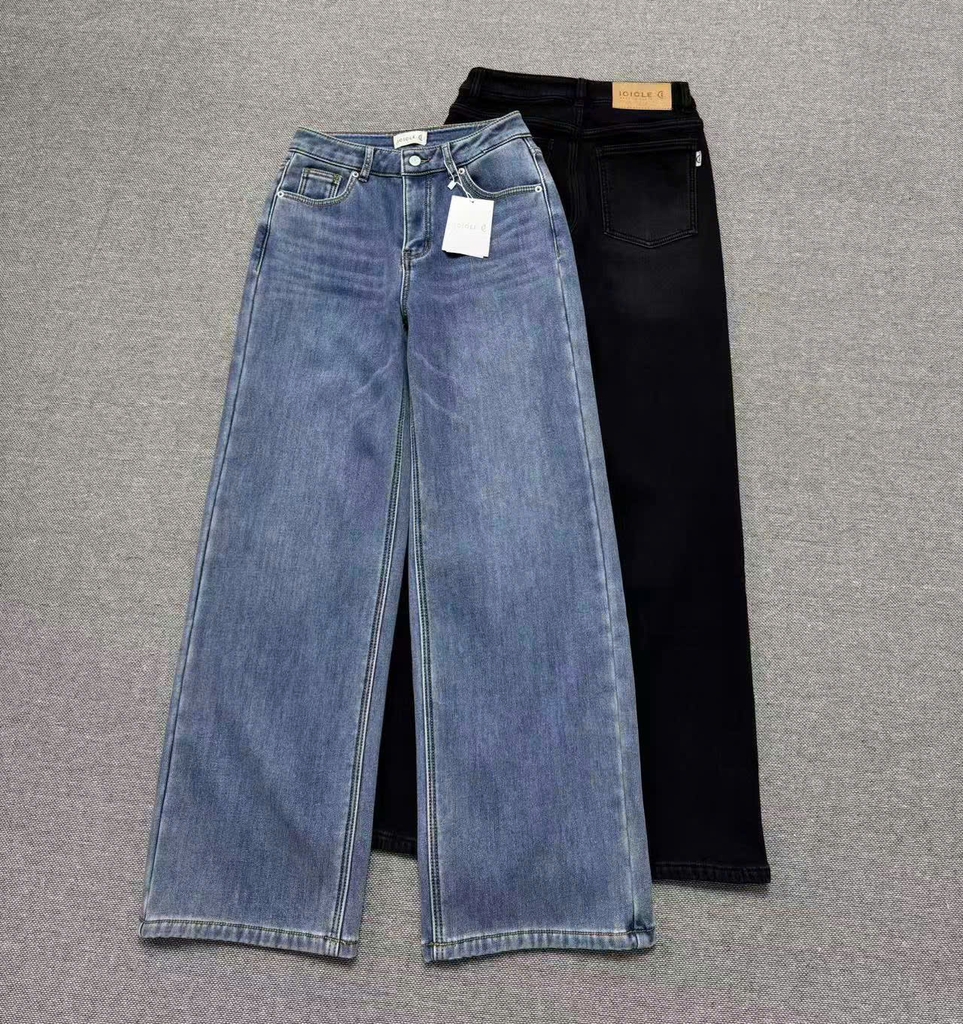 Quần denim ICICLE suông lót lông