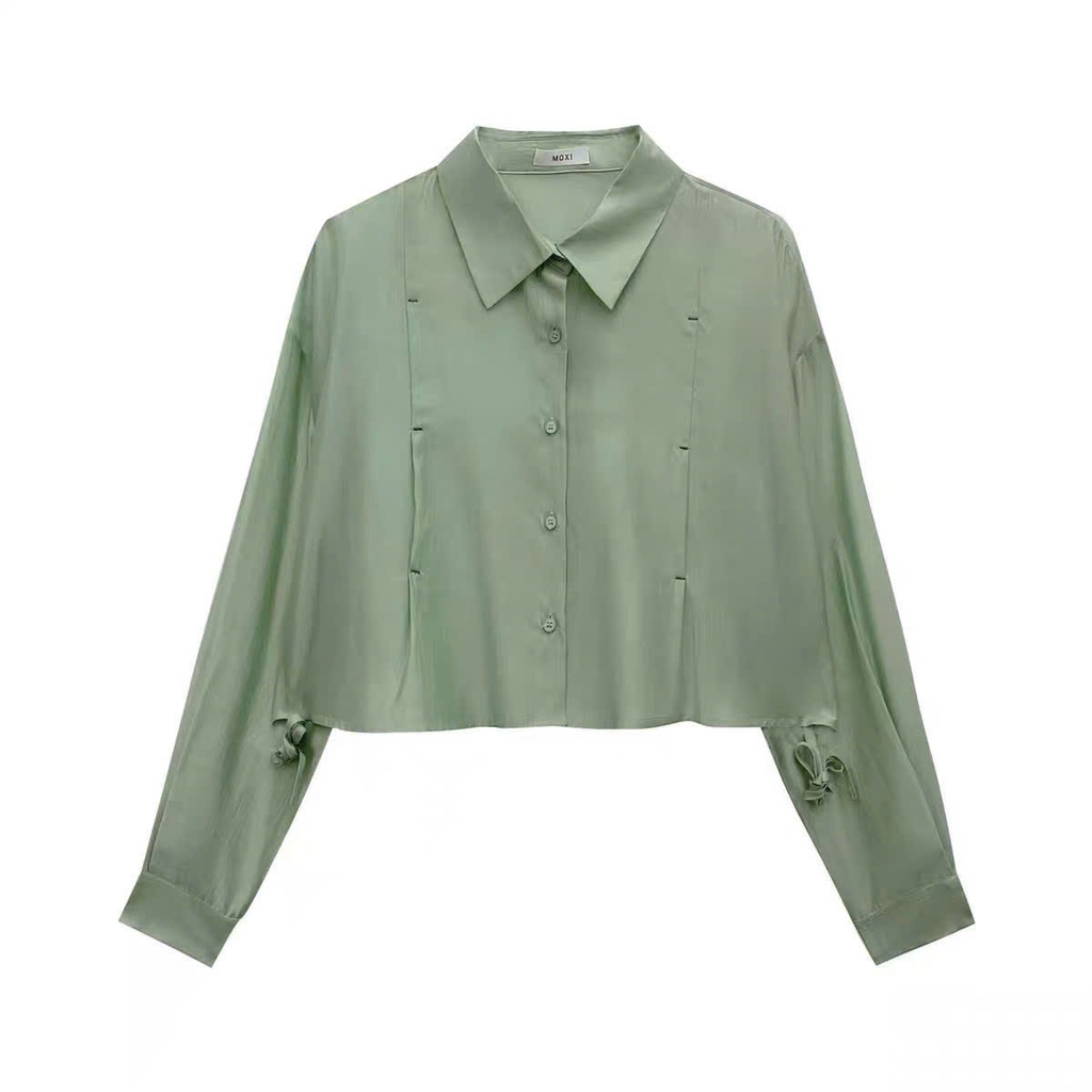 Sơ mi Hàn Quốc Moxi cổ đức dáng crop