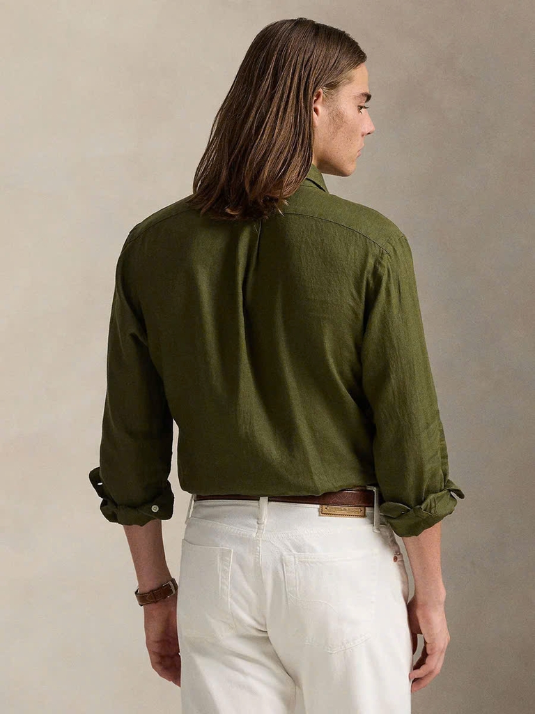 Áo sơ mi POLO vải lanh dáng cổ điển