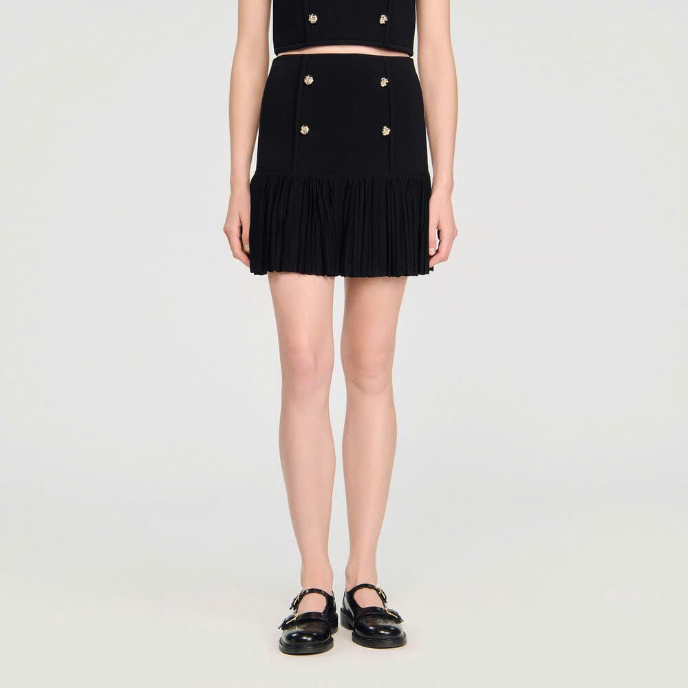 Set Sandro  áo croptop 2 hàng khuy + Chân váy mini