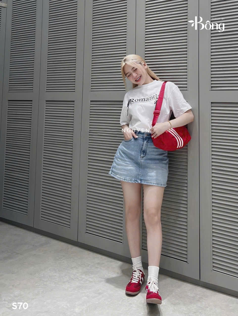 Short váy denim Zara màu nhạt co giãn 4 chiều