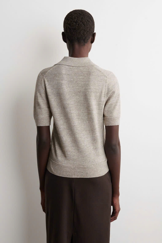 ÁO SƠ MI NGẮN TAY BẰNG VẢI LINEN-MERINO DỆT