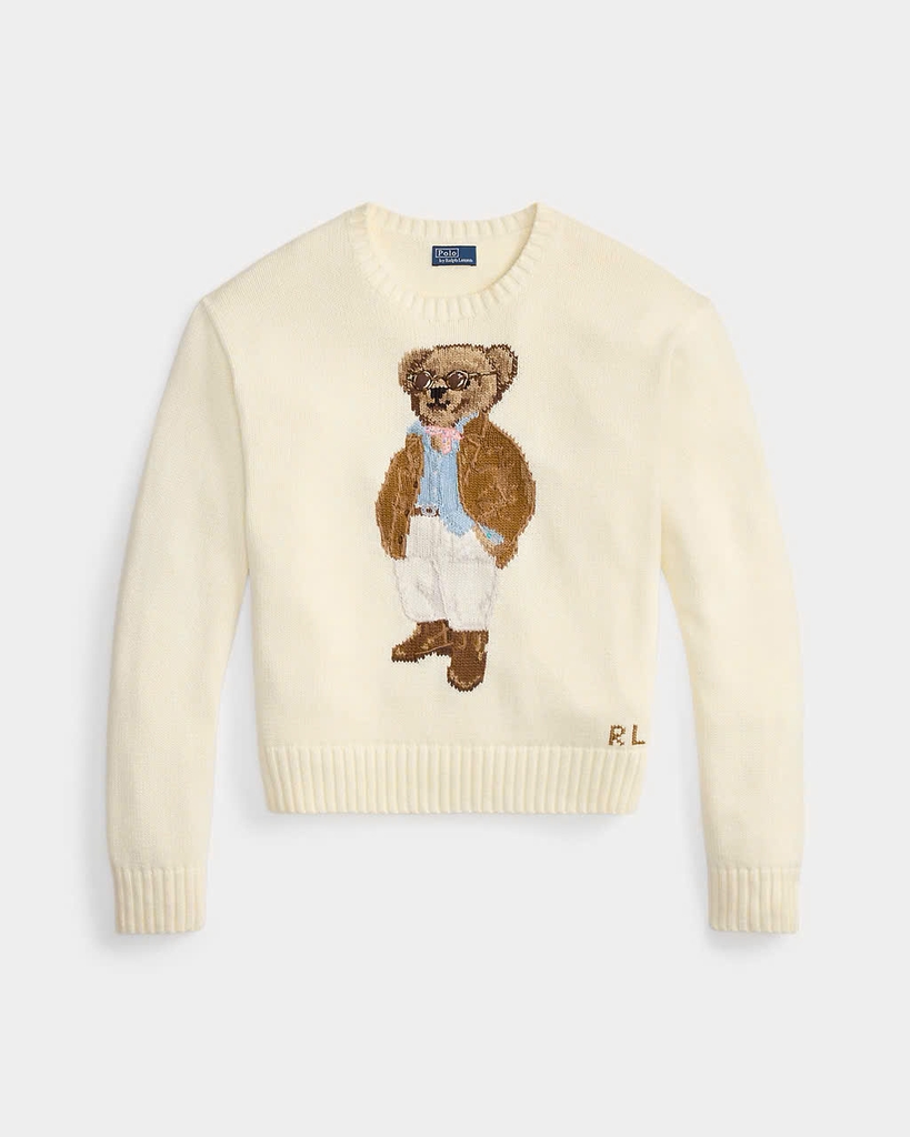 Áo len cổ tròn bằng cotton hiệu Polo Bear