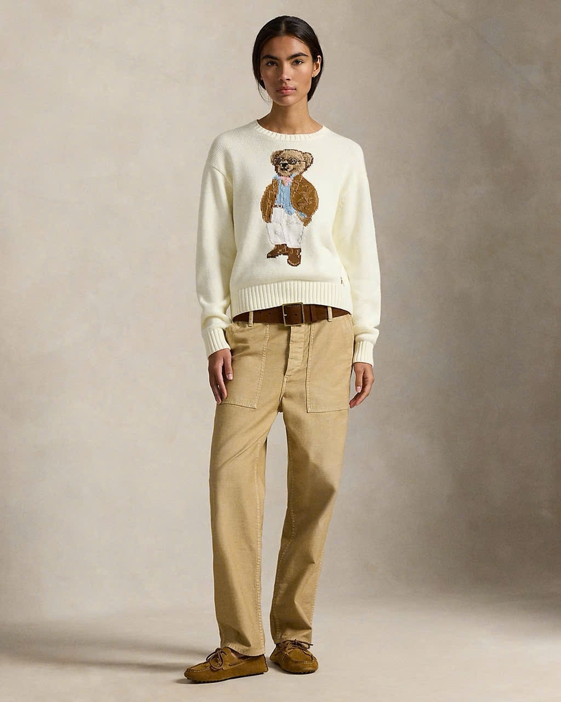 Áo len cổ tròn bằng cotton hiệu Polo Bear