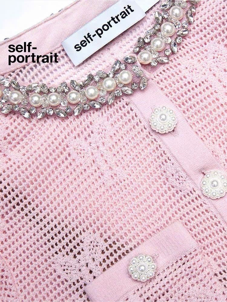 Pink Bow Croset Crystal Trim Mini Dress