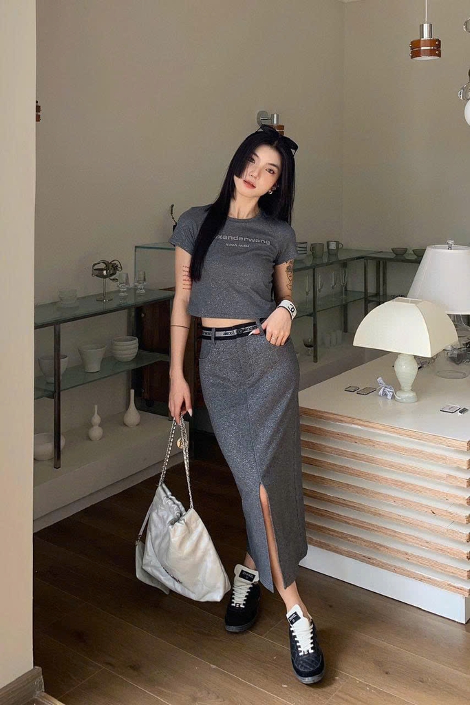 Set thun Alexander Wang bling(màu xám óng ánh)