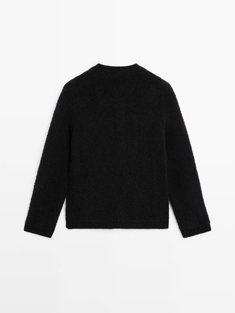 ÁO CARDIGAN DỆT KIM PHA LEN CÓ KHUY VÀNG