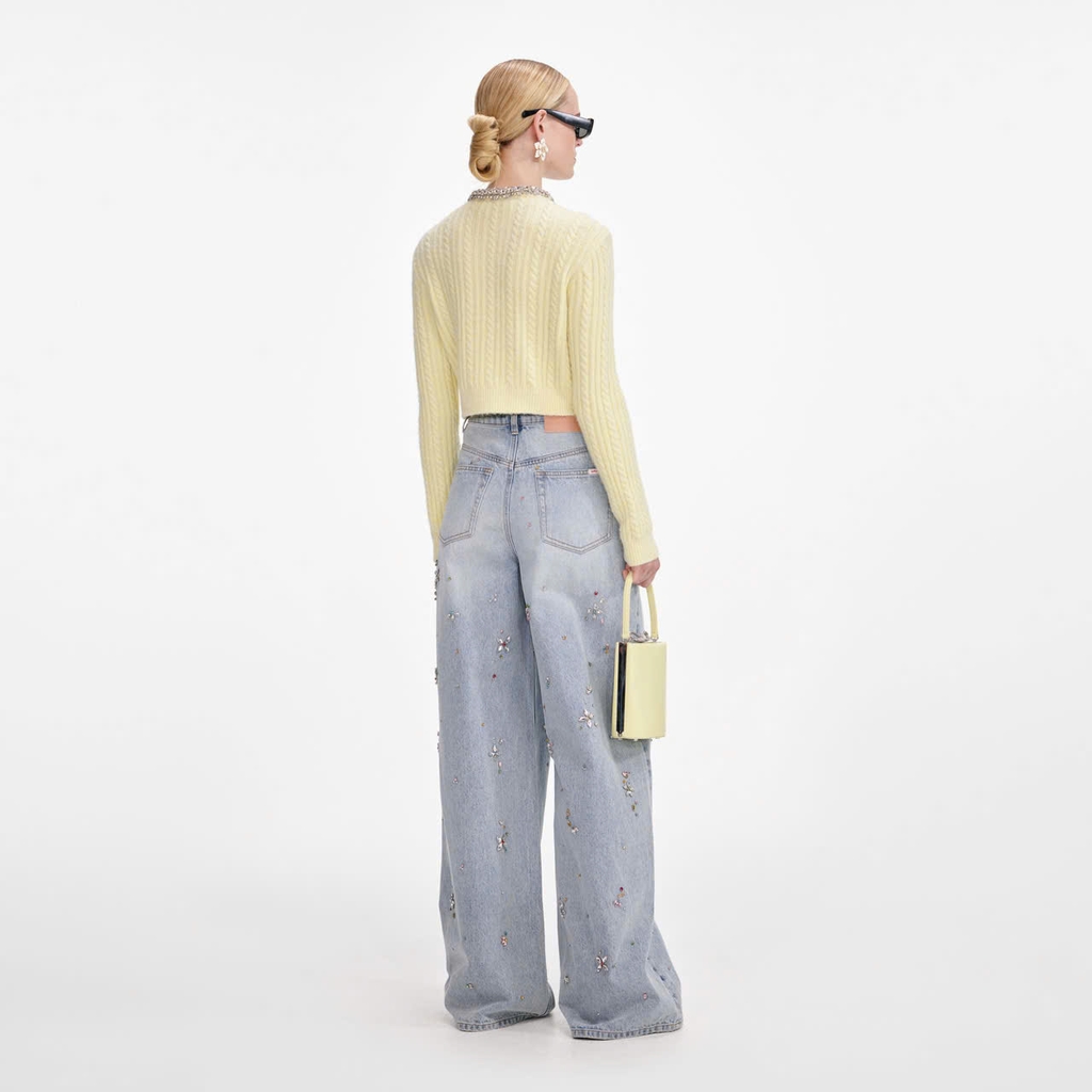 Áo len cardigan alpaca vàng