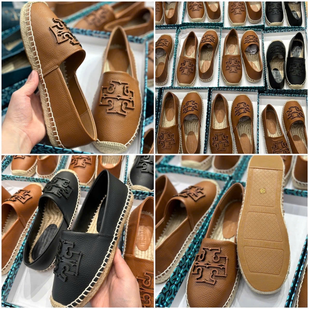 Slip on Tory Burch da sần logo nổi 2 màu