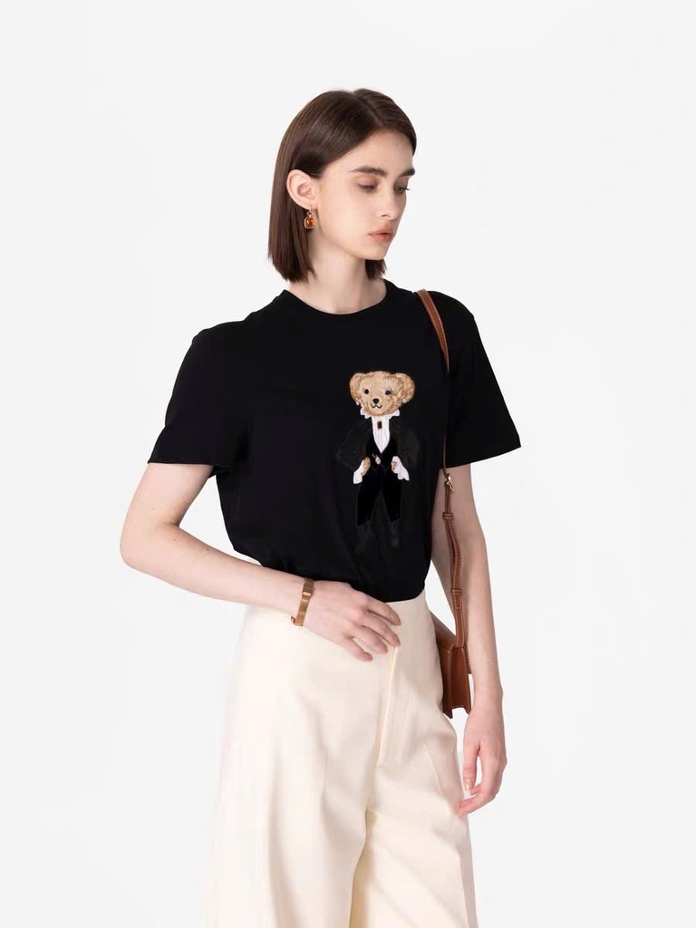 Áo thun cotton hình gấu Polo chủ đề Giáng sinh