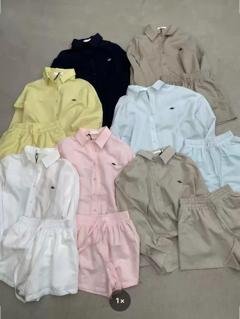 Set khaki linen Áo sơ mi + Short Viviene