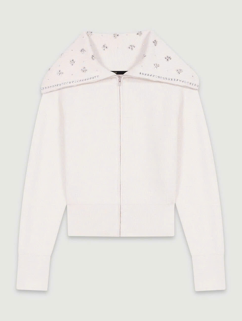 Áo khoác cardigan cổ đính trang sức
