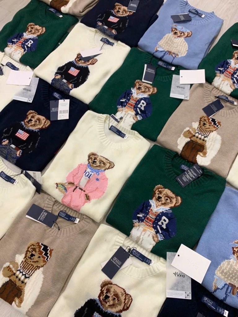 Áo len Polo Bear gấu mặc áo cờ mỹ