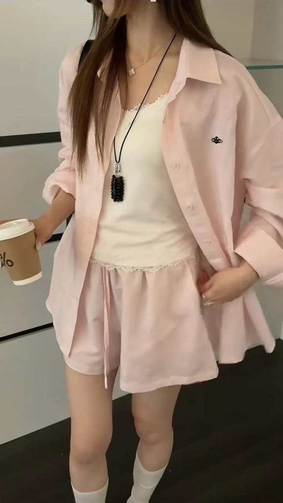 Set khaki linen Áo sơ mi + Short Viviene