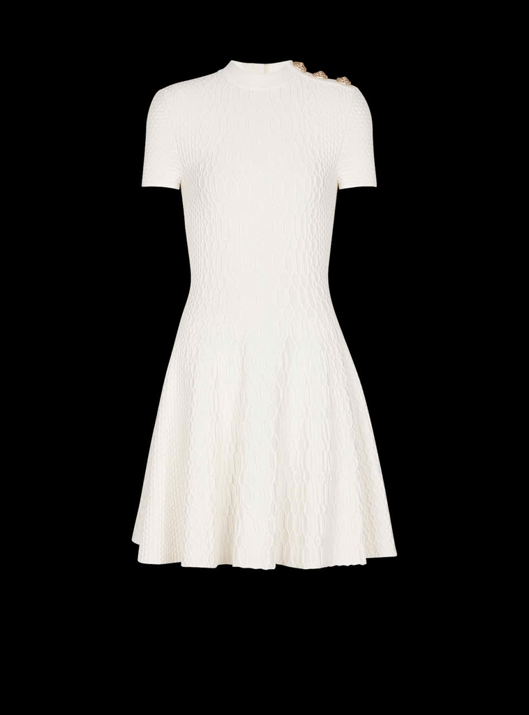 Flared crocodile-knit dress