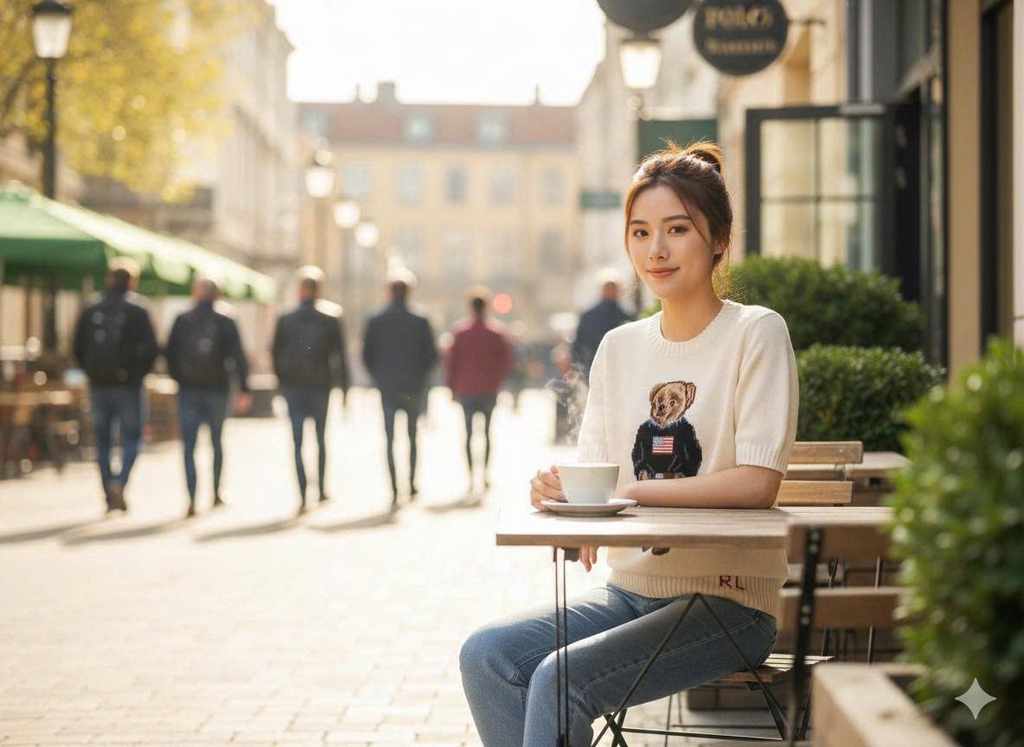 Áo len Polo Bear gấu mặc áo cờ mỹ