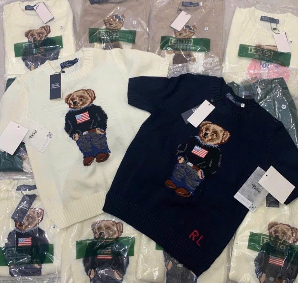 Áo len Polo Bear gấu mặc áo cờ mỹ