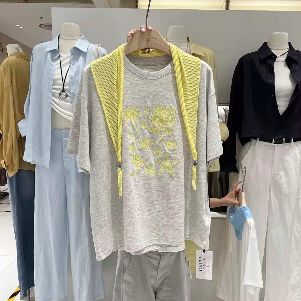 Tshirt TTOO VUISE dáng loose logo thêu sao biển 3 màu