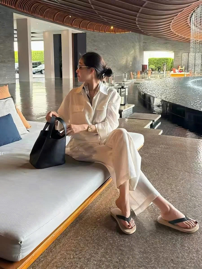 Set linen TTOO VOUISE Hàn Quốc 3 màu kèm khăn lụa