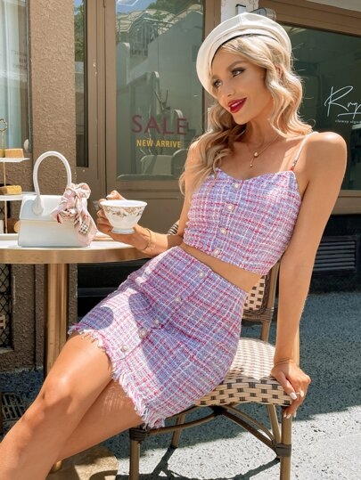 Chân váy Zara dạ tweed khuy đá