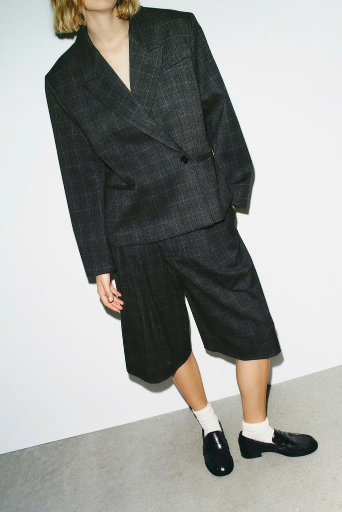 ÁO KHOÁC BLAZER CROPPED KẺ CARO OVERSIZE