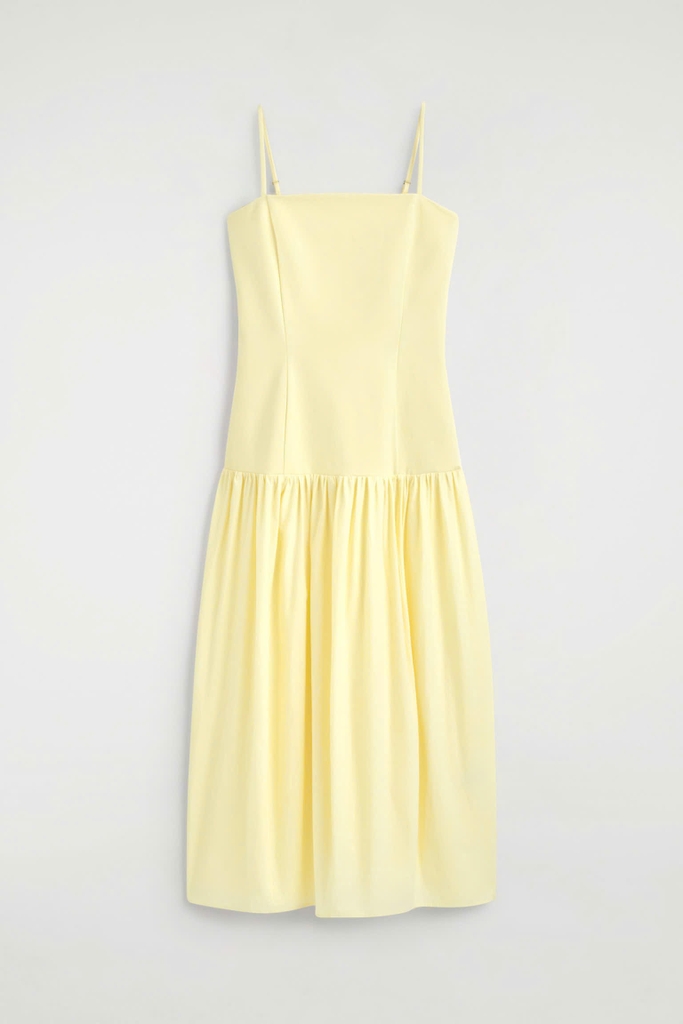 Váy maxi 2 dây COS thun cải khaki 2 màu