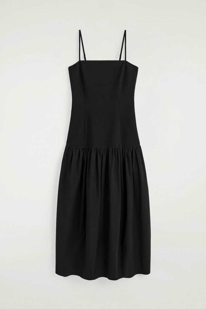 Váy maxi 2 dây COS thun cải khaki 2 màu