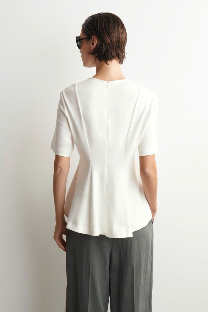 Áo COS dáng peplum cotton màu trắng