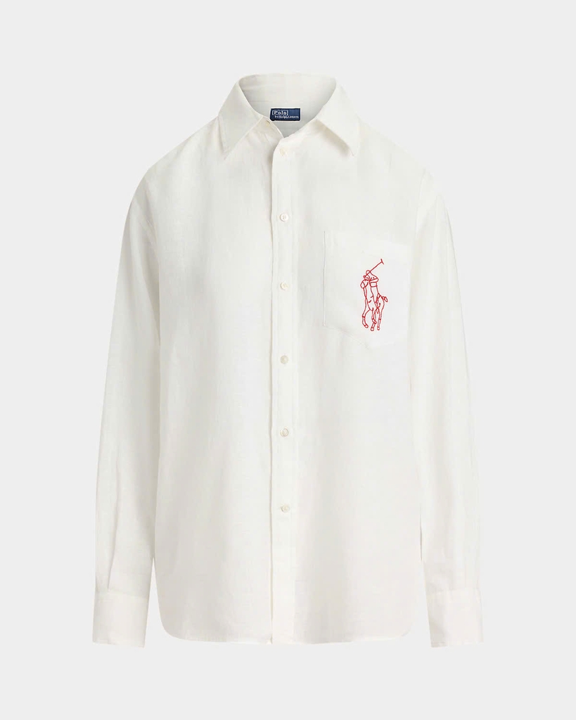 Sơ mi Polo linen kẻ cổ đức túi ngực logo 2 màu