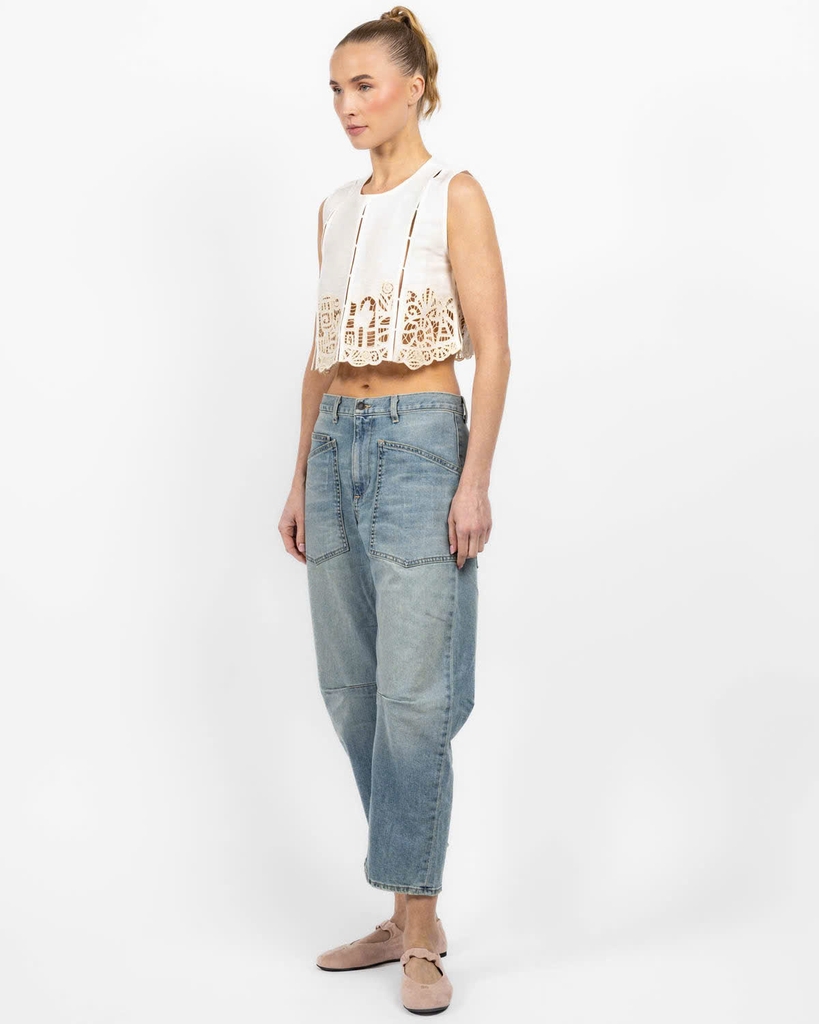 Áo sát nách màu kem Alemais Risemary Embroidered