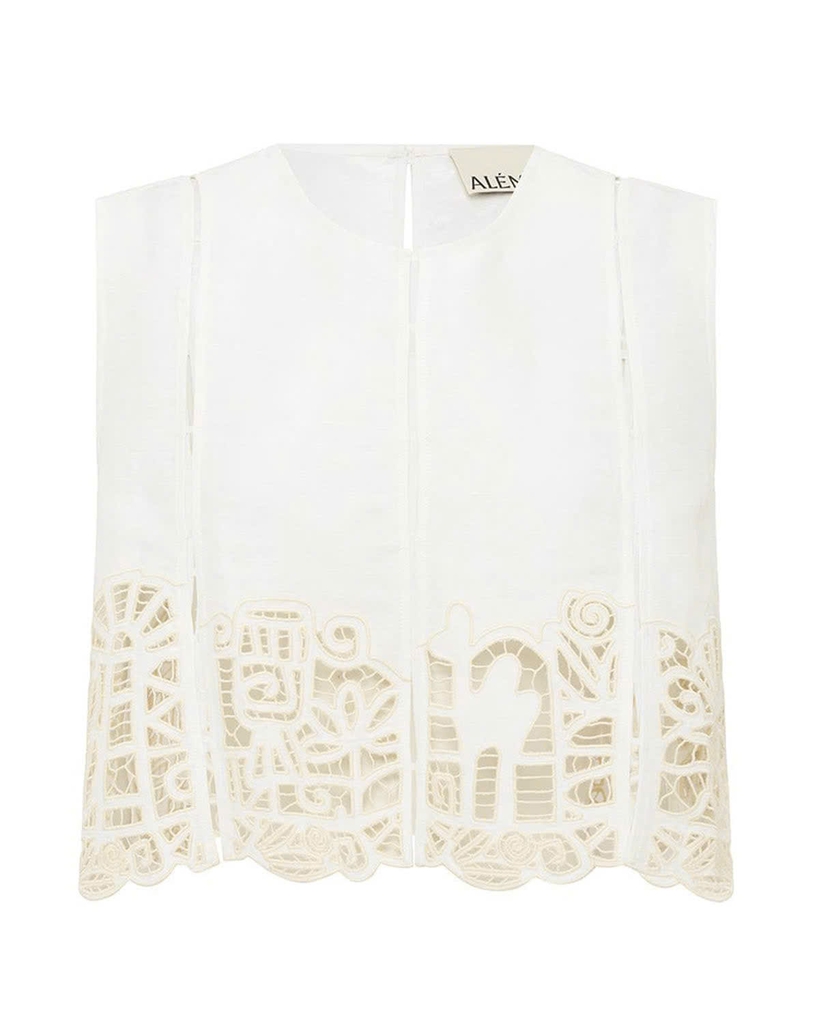 Áo sát nách màu kem Alemais Risemary Embroidered