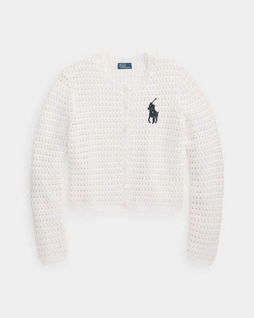 Áo khoác cardigan bằng cotton móc len Big Pony