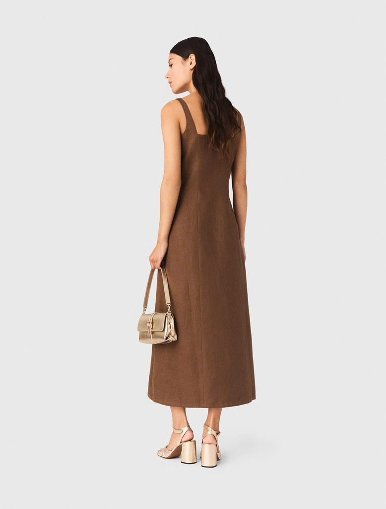 Đầm maxi pha vải lanh