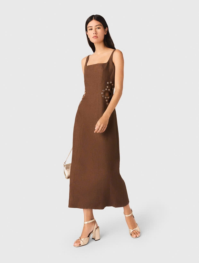 Đầm maxi pha vải lanh