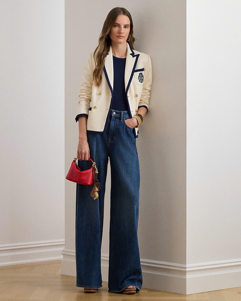 Áo blazer hai hàng cúc phối hai tông màu polo