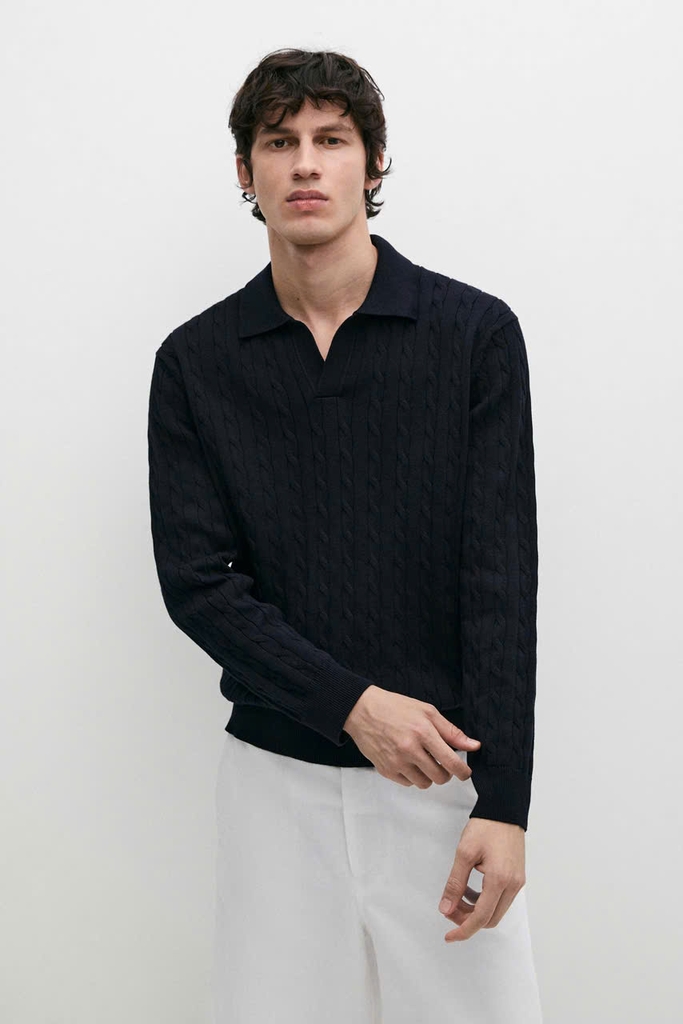 ÁO POLO DỆT KIM KIỂU CÁP 100% COTTON
