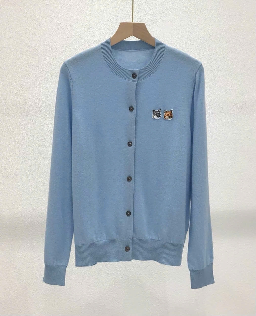Áo len CDG Maison Kitsune logo 2 cáo 6 màu len 100% wool